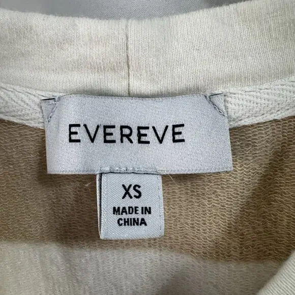 Evereve Women’s Dress Beige White stripe XS Midi Classic Preppy Terry Pockets - Picture 3 of 10